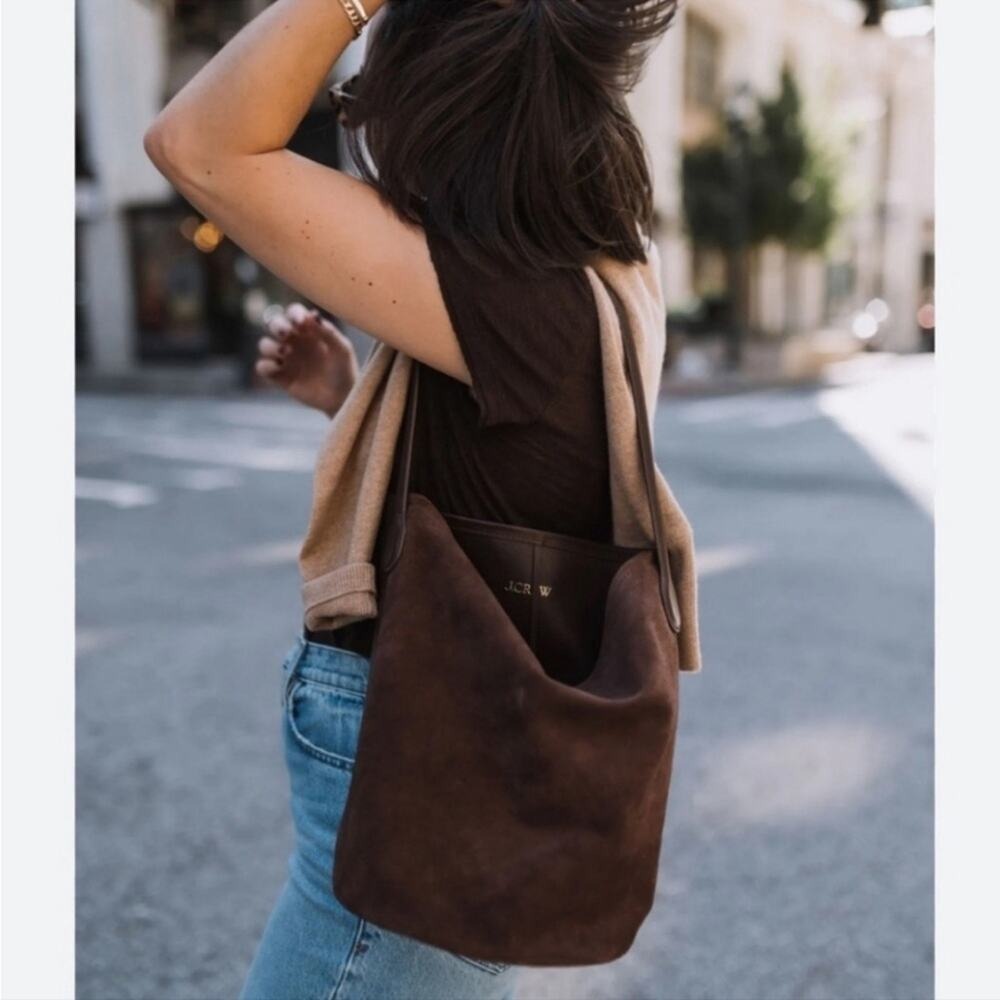 EUC J. Crew Berkeley Bucket Bag Leather and Suede in Ganache - Picture 2 of 9